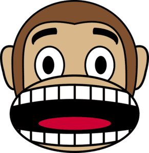 Illustration d'un visage de singe à la bouche grande ouverte, exprimant l'anxiété